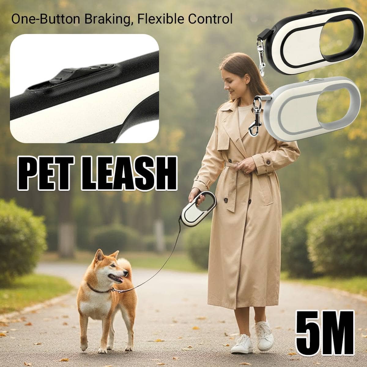 5 m Retractable Dog Leash, Heavy Duty Anti Escape Lead up to 40 kg - Grey - view 2