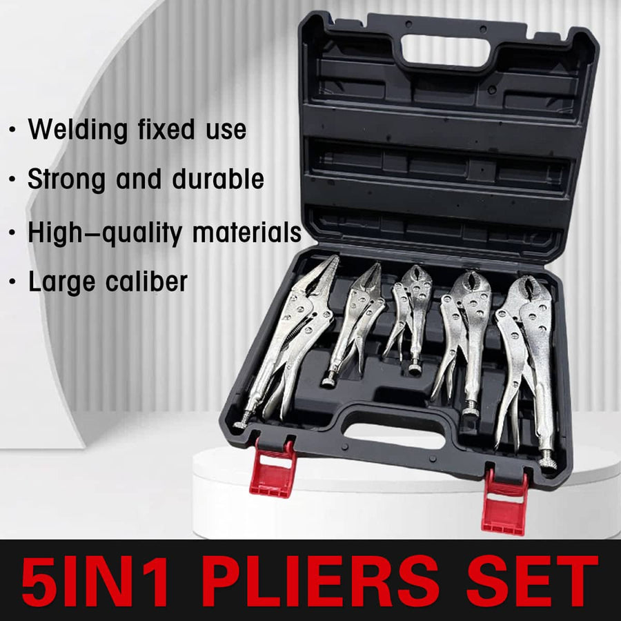 5-Piece Heavy Duty Welding Clamp Pliers Set with Storage Case
