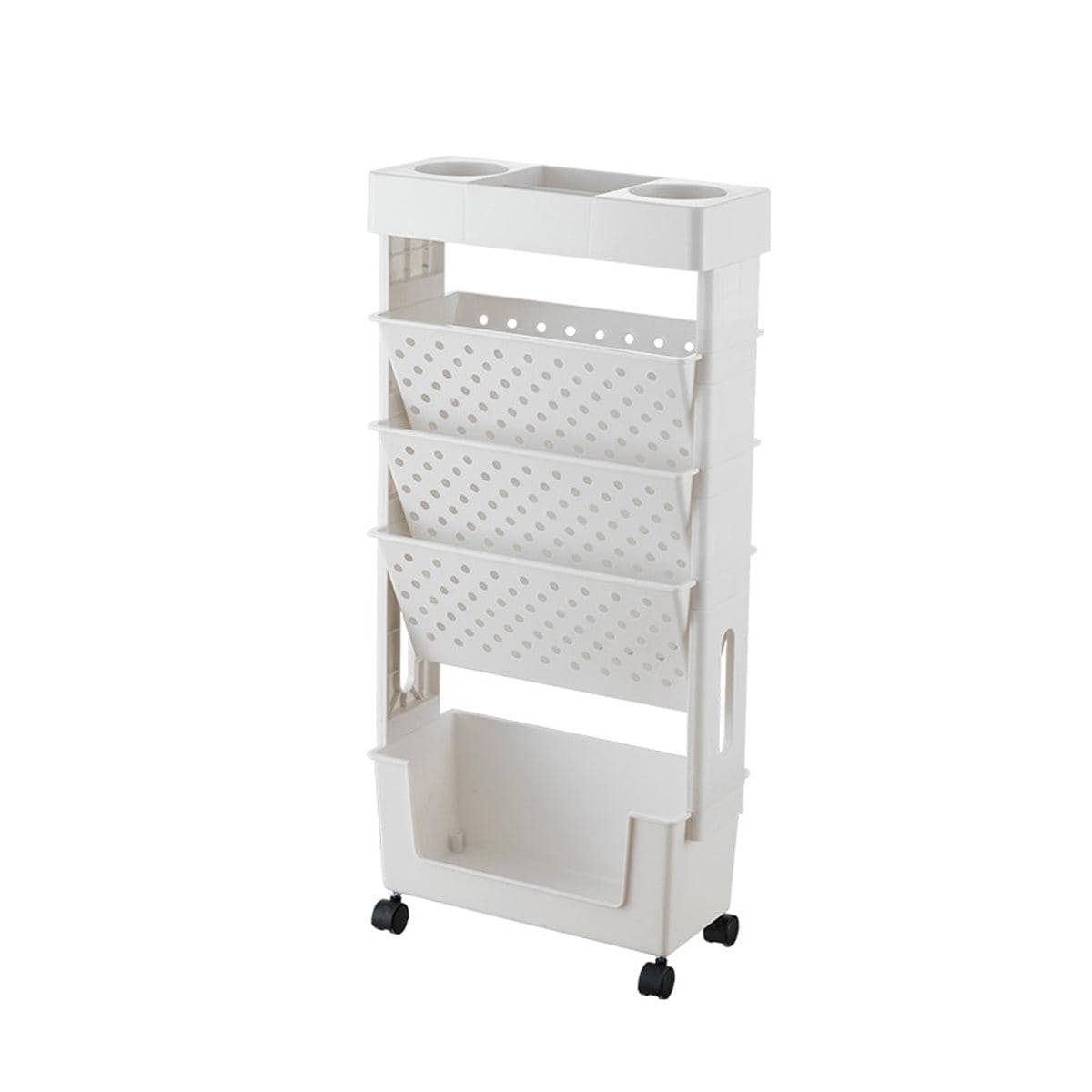 5-Tier Rolling Bookshelf Movable Book Rack Storage Organiser with Wheels - view 2
