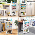 5-Tier Rolling Bookshelf Movable Book Rack Storage Organiser with Wheels - view 4