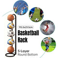 5 Tier Steel Basketball Storage Rack for Footballs and Sports Balls