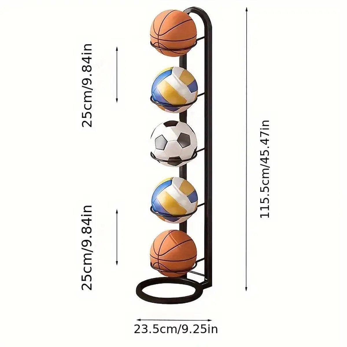 5 Tier Steel Basketball Storage Rack for Footballs and Sports Balls - view 3
