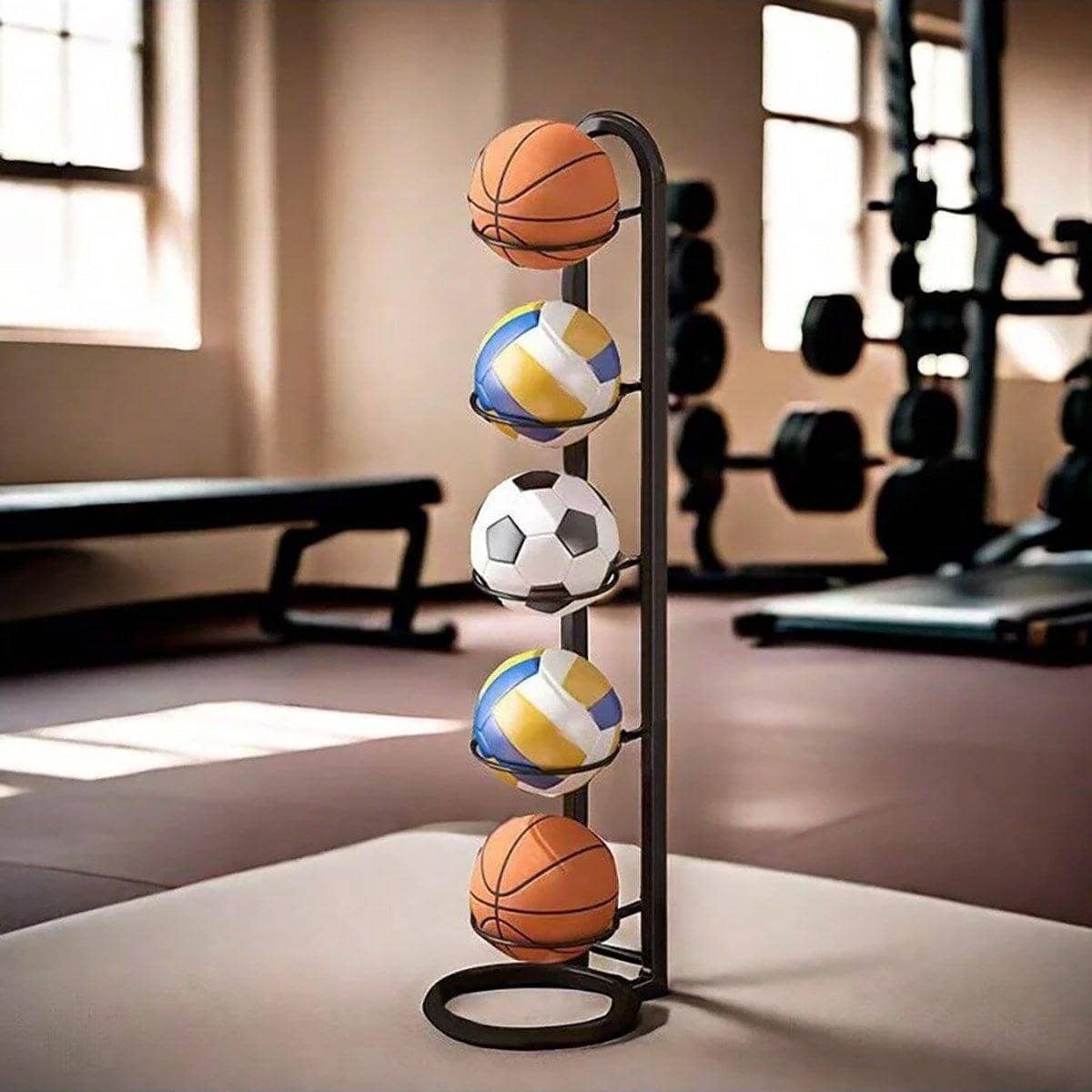 5 Tier Steel Basketball Storage Rack for Footballs and Sports Balls - view 4