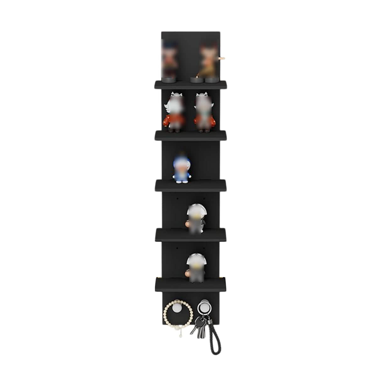 5 Tier Wall Mounted Shelf Black for Home Living Room Storage Use - view 2