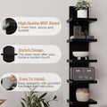 5 Tier Wall Mounted Shelf Black for Home Living Room Storage Use - view 4