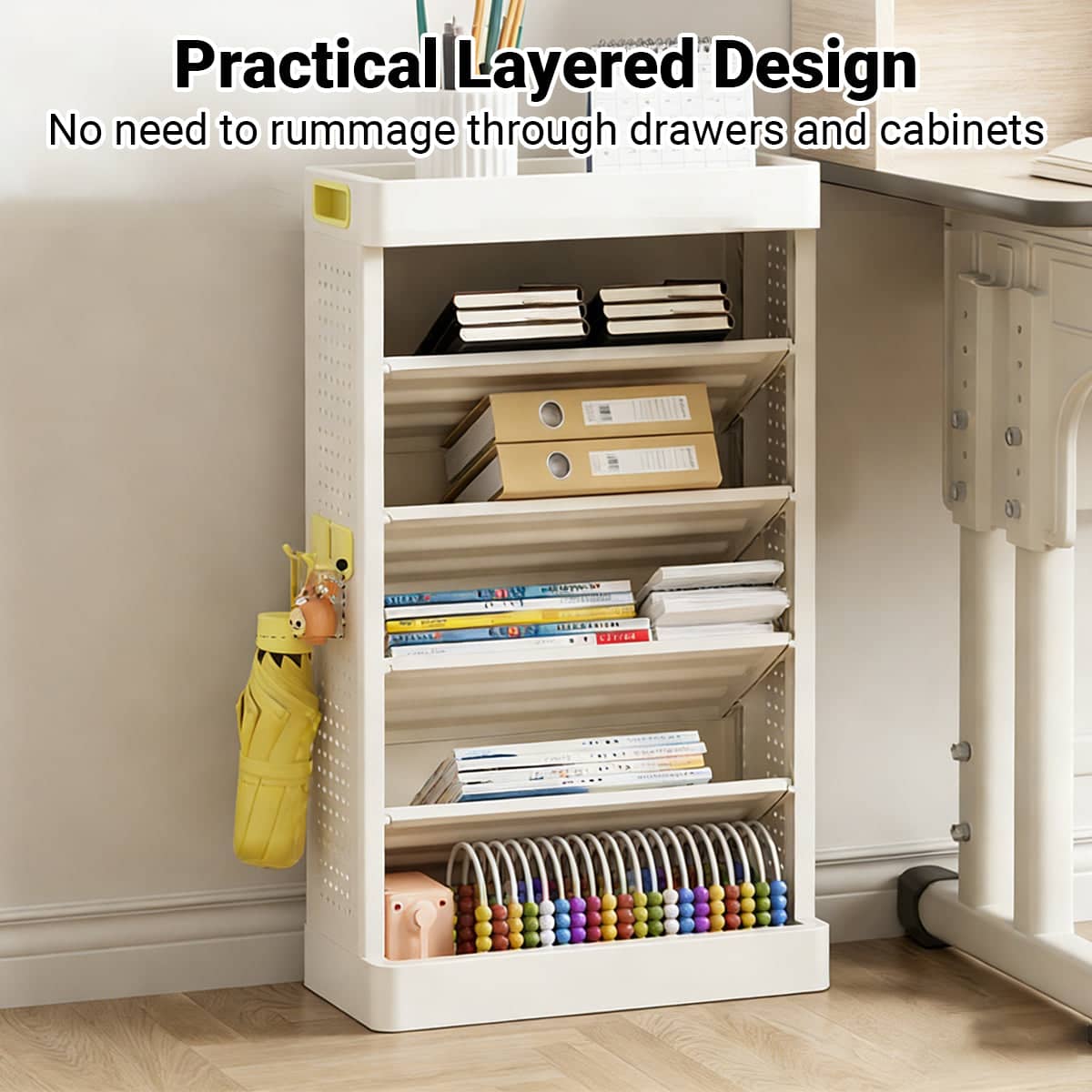 5 Tier White Bookshelf Storage Rack with Angled Shelves, 40 x 20 x 66.5 cm - view 4