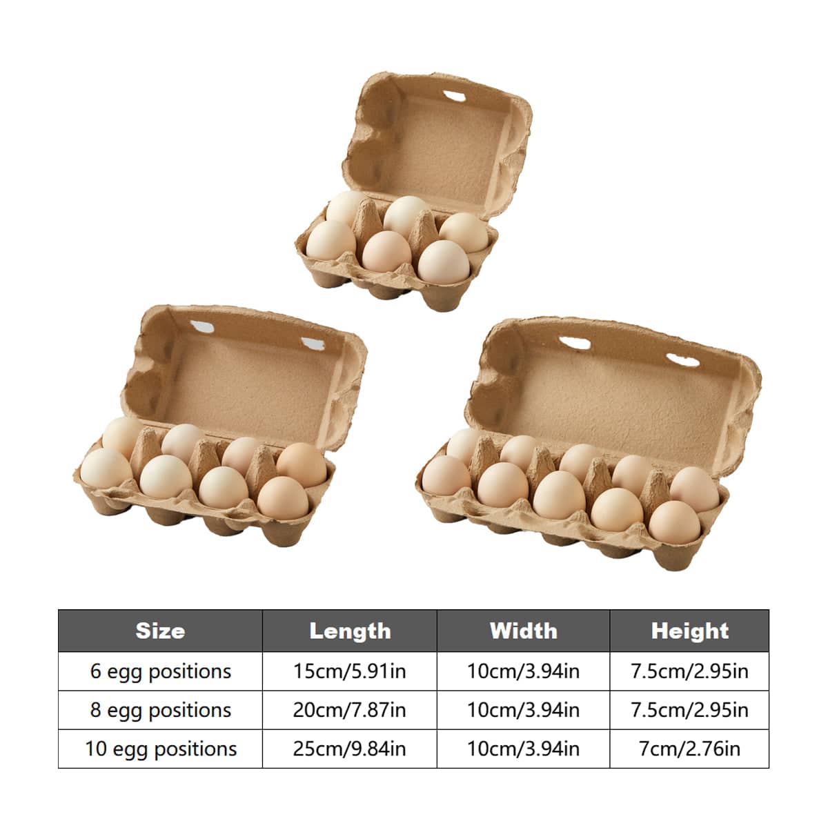 50 Pack Egg Tray Boxes, 10 Egg Positions - Brown, 25 x 10 x 7cm - view 4