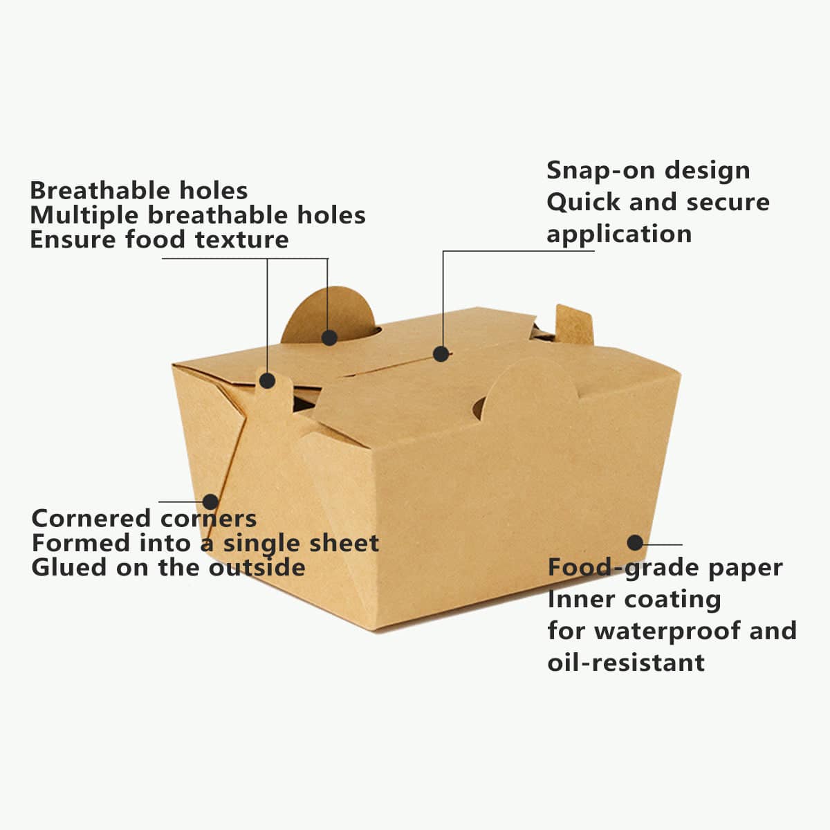 50 Pack Food Packaging Boxes with Lids - 1400ml, 175 x 140 x 65mm - view 5
