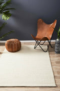 Rug Culture Skandi Large Rug 280x190cm - Natural White Wool, Hand Loomed Flatwoven - SKAN300WHI280X190