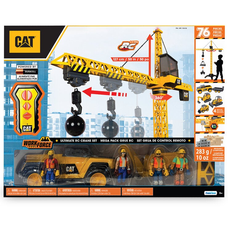 CAT Construction Toy Set, Motorised RC Tower Crane with Trucks and Site Accessories — image 2