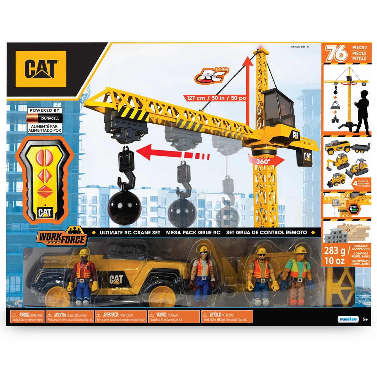 CAT Construction Toy Set, Motorised RC Tower Crane with Trucks and Site Accessories — image 5