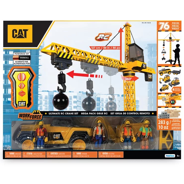 CAT Construction Toy Set, Motorised RC Tower Crane with Trucks and Site Accessories — image 6