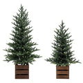 Battery-Operated Artificial Christmas Pine Tree Pair in Crate Bases, 1.2m and 0.9m Sizes, by CGH — image 2