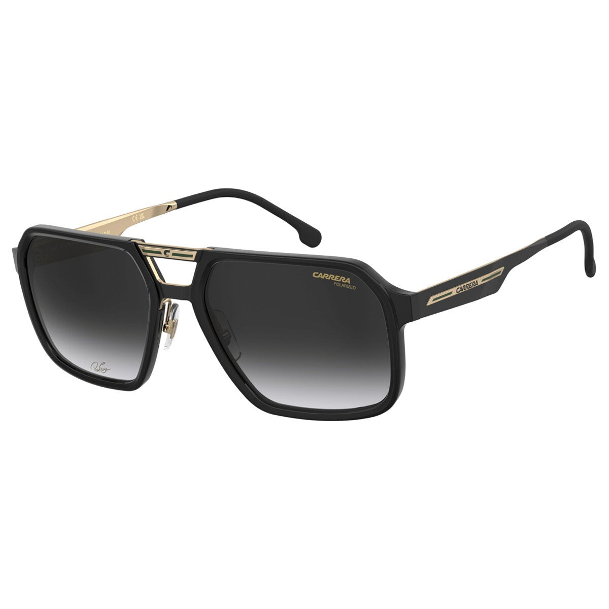 Square Double-Bridge Aviator-Style Shades for Men with Polarised Grey Lenses, Carrera Victory C 27S/PAT 807