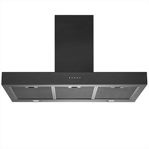 Schweigen 90cm Wall Mounted Canopy Rangehood - Matte Black, 1080m³/h, 3 Fan Speeds - TSH-900B
