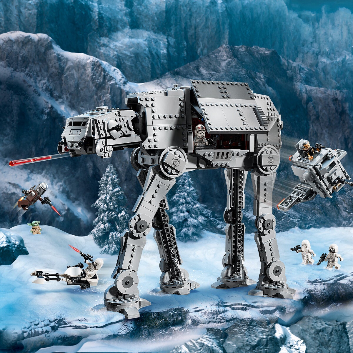 The Mandalorian and Grogu AT-AT Walker Toy with 7 Minifigures and Speeder Bike from LEGO Star Wars 75454 — image 11