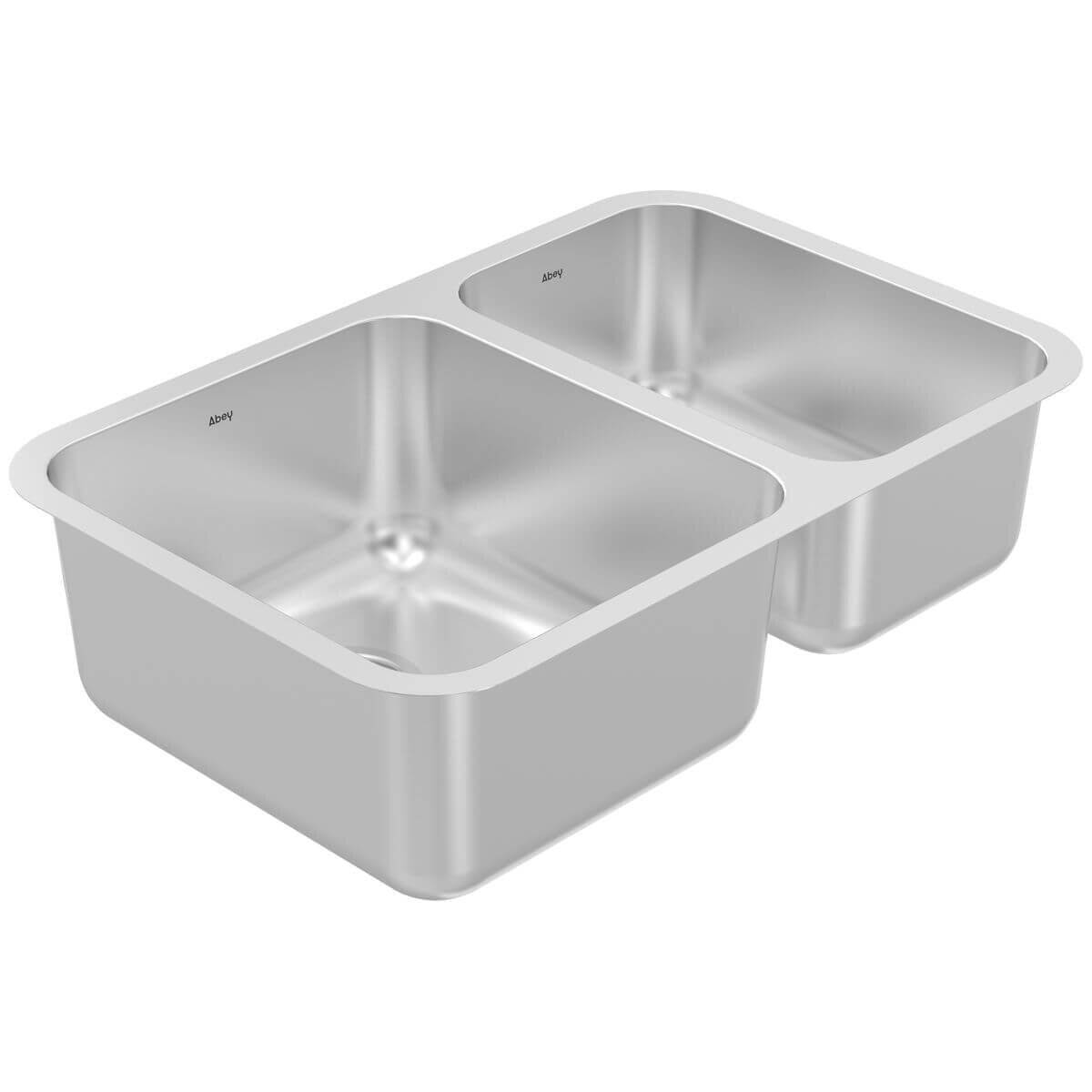 Abey R50 1 and 3/4 bowl stainless steel sink with rounded corners - top, under or flush mount - W50-180