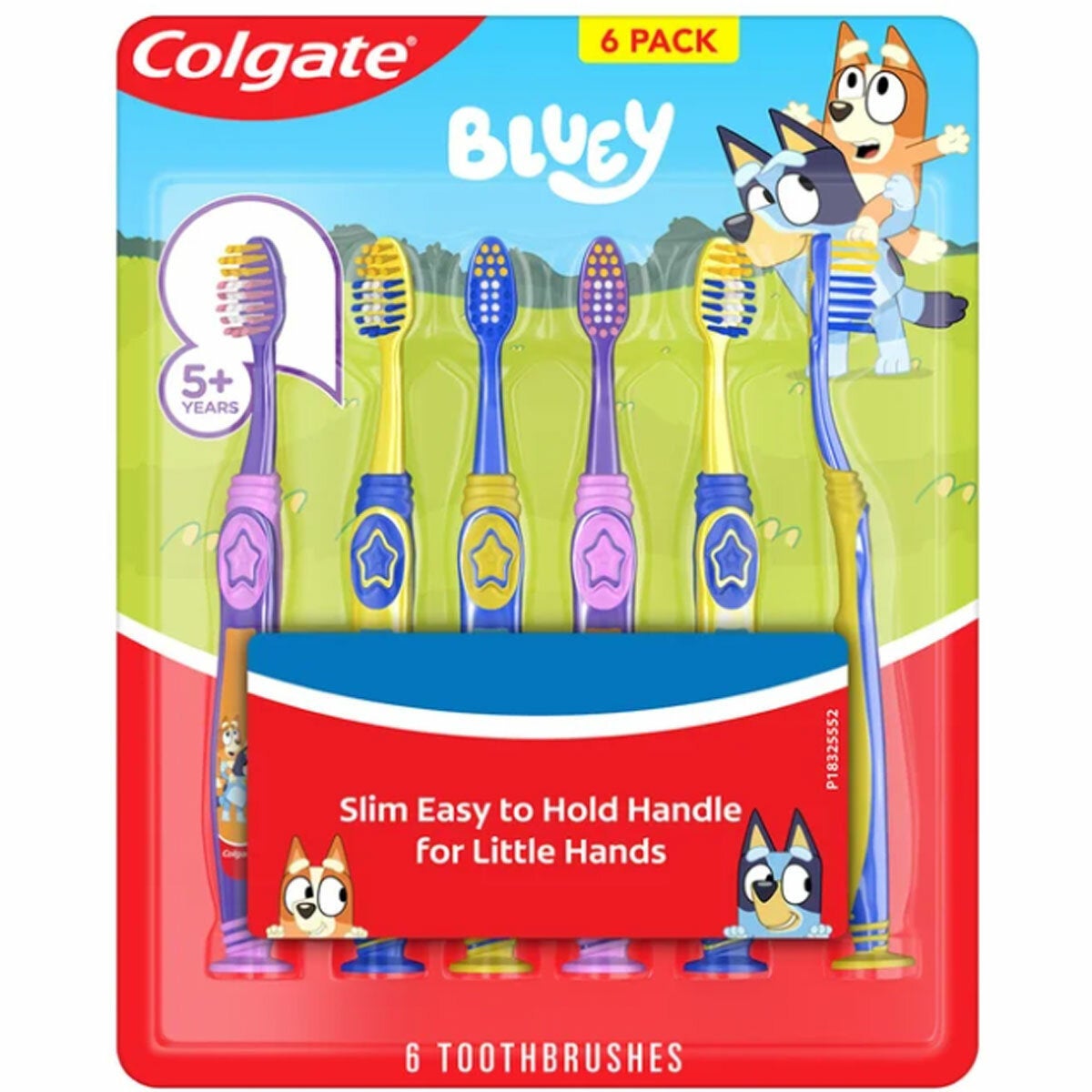 Extra Soft Junior Toothbrushes for Children with Thumb Grip, Bluey Design 6 Pack by Colgate