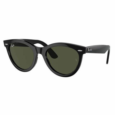 Round-Inspired Wayfarer Sunglasses with Green Lens and Glossy Black Frame by Ray-Ban RB2241F 901/31