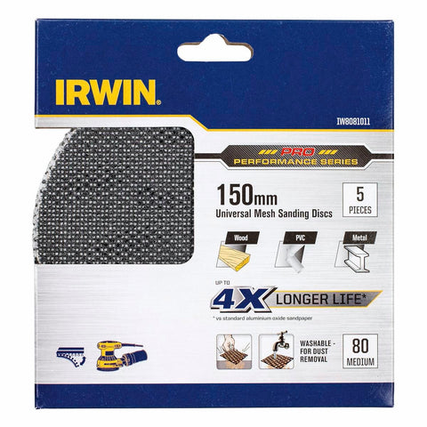 Irwin Orbital Sanding Disc - 150mm - Silicon Carbide - 80 Grit - 5 Pack - SuperSaverAU - view 1
