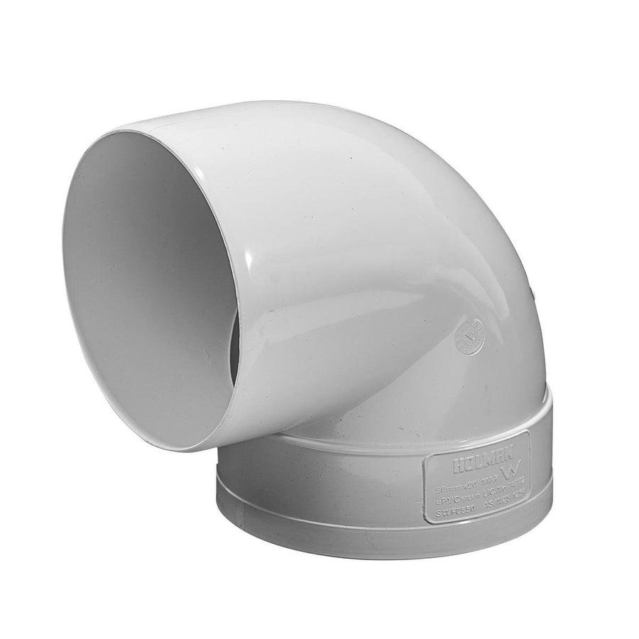Holman 90mm Stormwater Elbow - PVC - 90° Bend - Durable Connection - SuperSaverAU - view 1