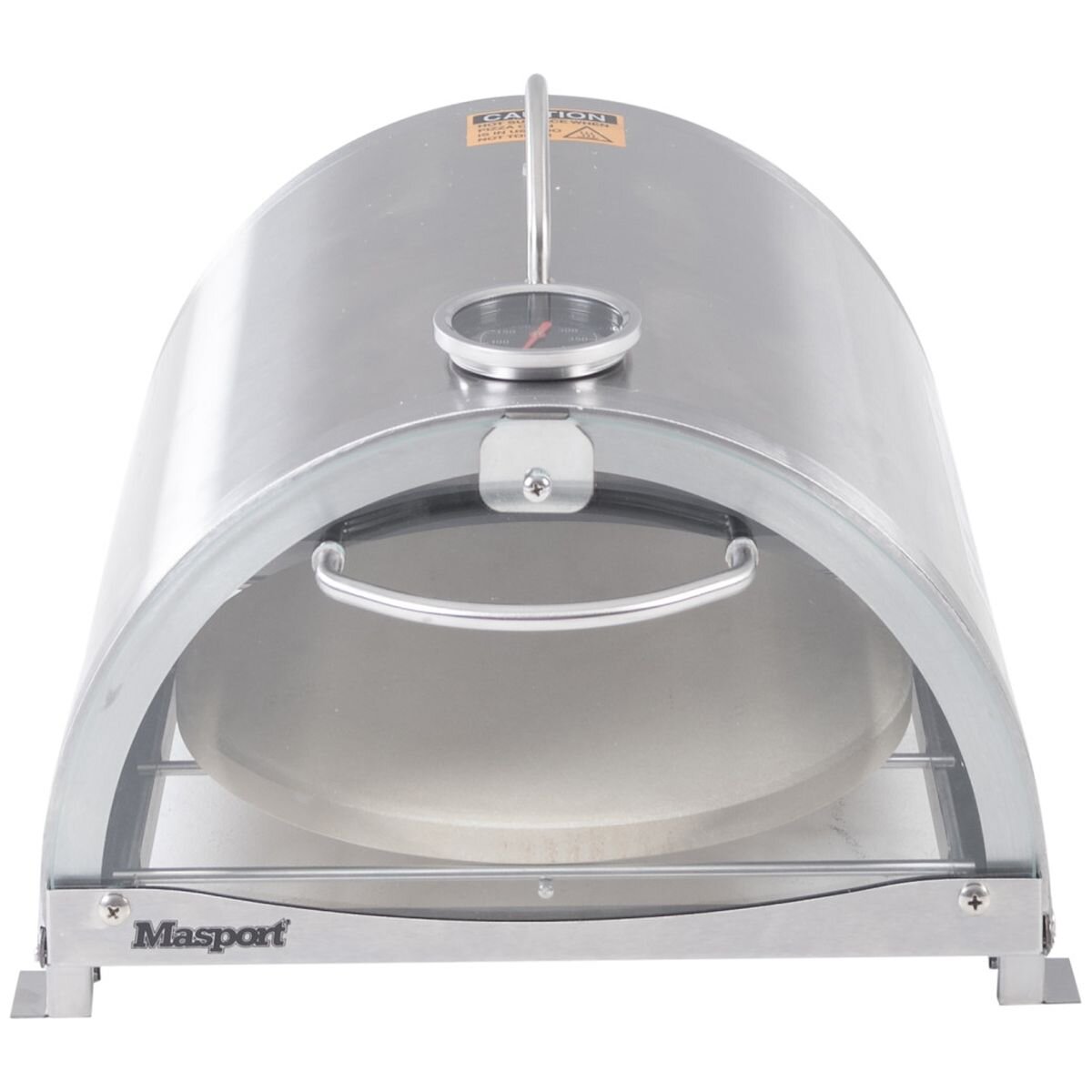Masport side burner pizza oven - stainless steel build, pizza stone included, temperature gauge - 552947
