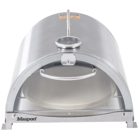 Masport side burner pizza oven - stainless steel build, pizza stone included, temperature gauge - 552947