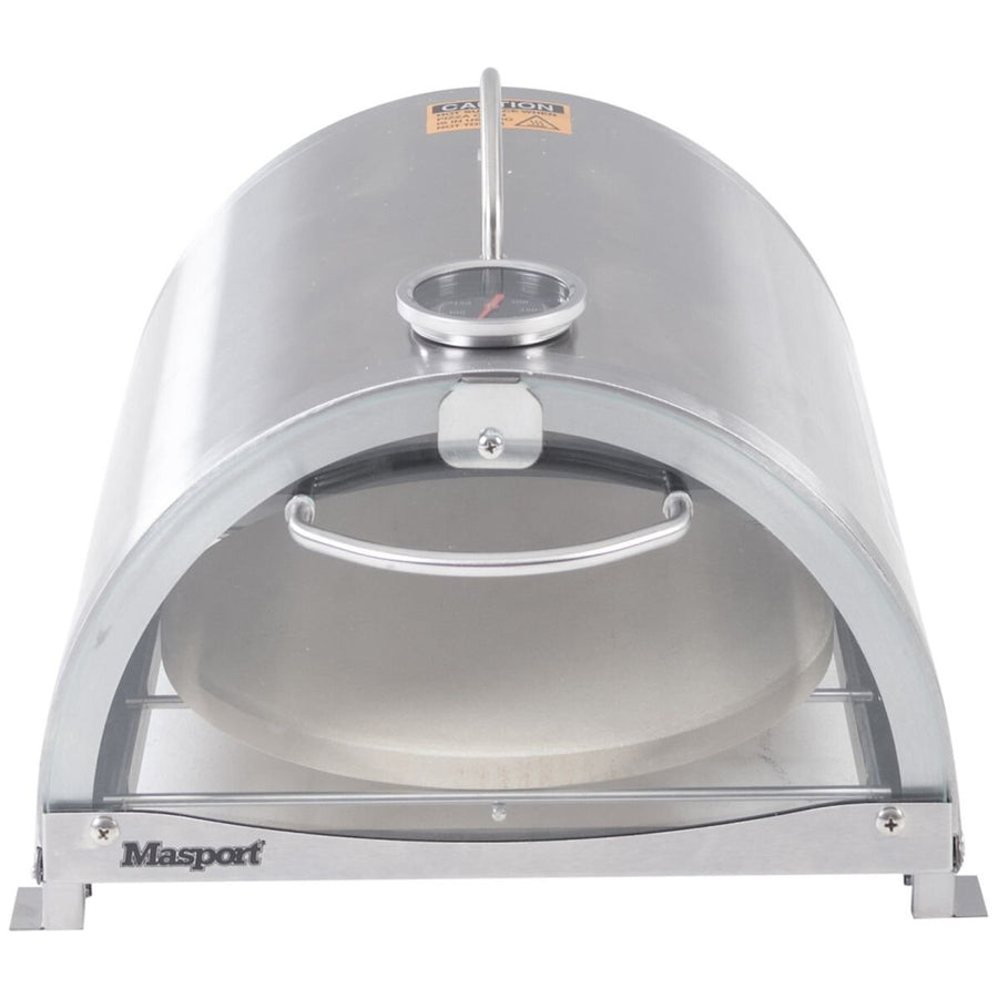 Masport side burner pizza oven - stainless steel build, pizza stone included, temperature gauge - 552947