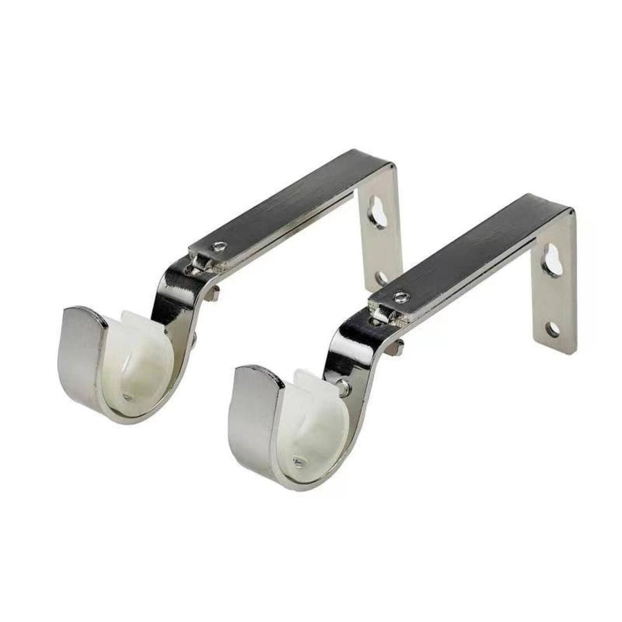 Pillar Adjustable Universal Curtain Rod Bracket - 25mm & 32mm - Brushed Chrome - 1 Pair - Easy Installation - SuperSaverAU - view 1