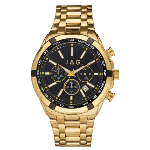 Gold Plated Men's Analogue Chronograph with Tachymeter and Black Face, JAG Boss J2511A