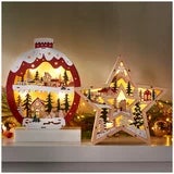 LED Wooden Christmas Star and Ornament Decorations, 2 Piece Set with 6 Hour Timer — image 7