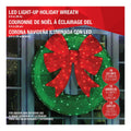 Oversized 90.5cm Pre-Lit Front Door Wreath with Classic Red Bow and 150 LEDs for Porch or Wall — image 3