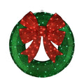 Oversized 90.5cm Pre-Lit Front Door Wreath with Classic Red Bow and 150 LEDs for Porch or Wall — image 2