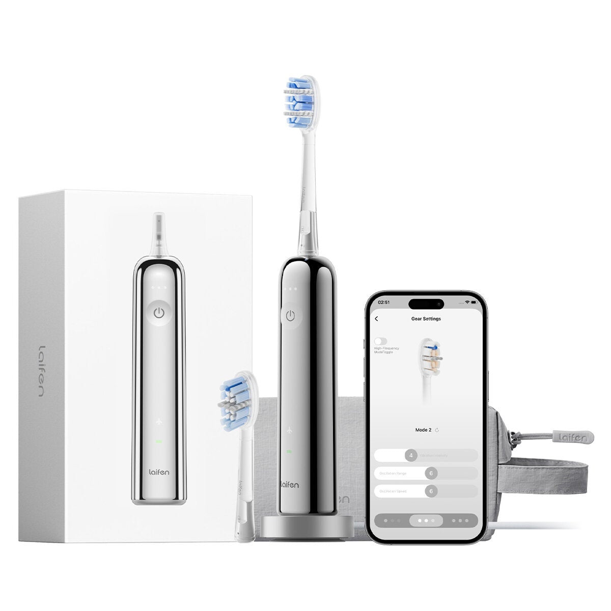 Oscillating Sonic Toothbrush with Wireless Charging and Smart Pressure Alert, Laifen Wave Pro 1TB92SXXSS002