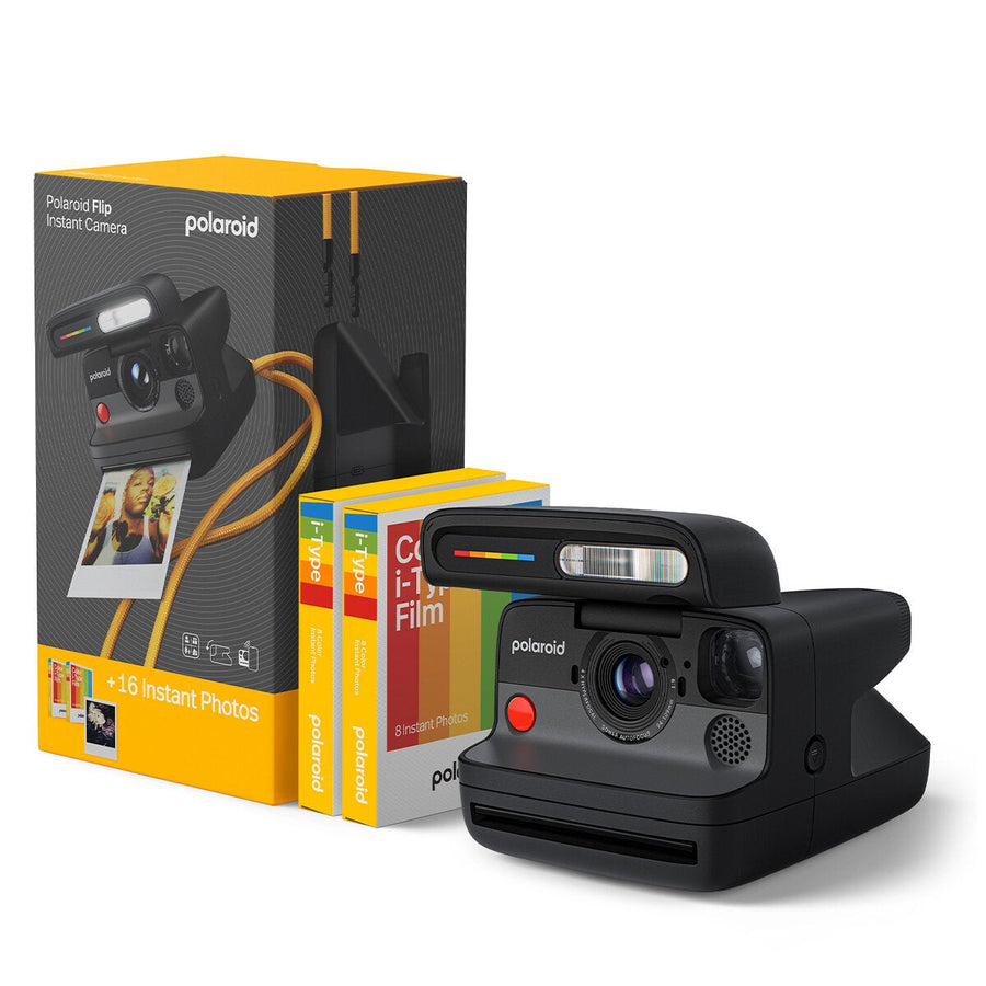 Point-and-Shoot Instant Camera Kit with 16 Colour Prints and App Remote Control, Polaroid Flip in Black 6565