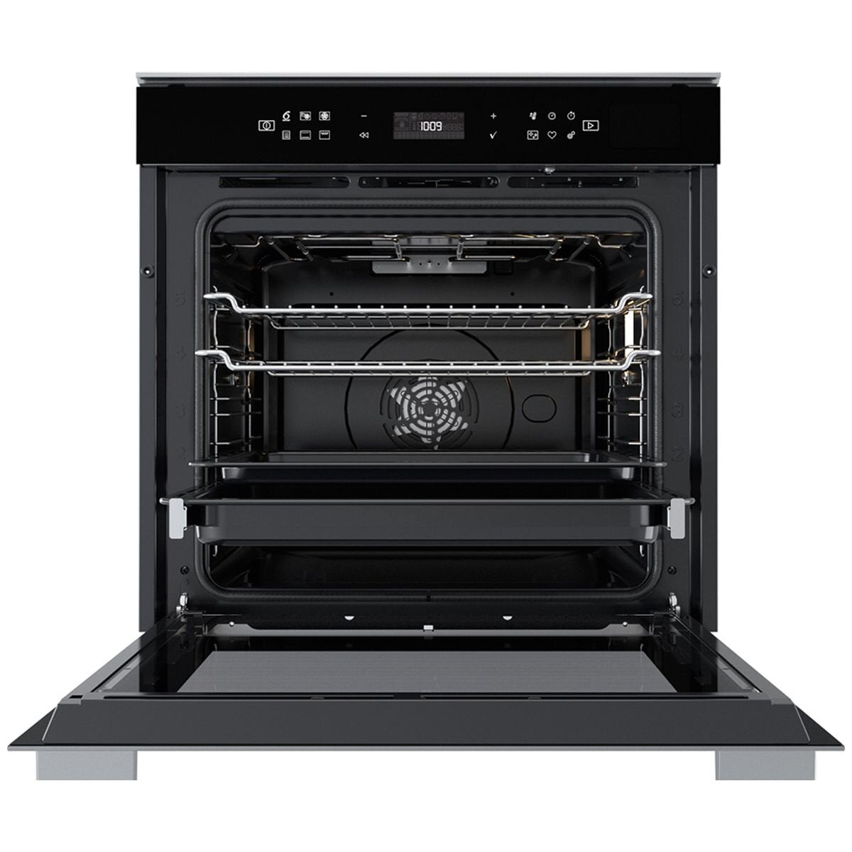 Whirlpool 60cm Pyrolytic Oven with SteamSense - 73L Gross, 6th Sense, Ready2Cook, Black - W7OSPBLAUS