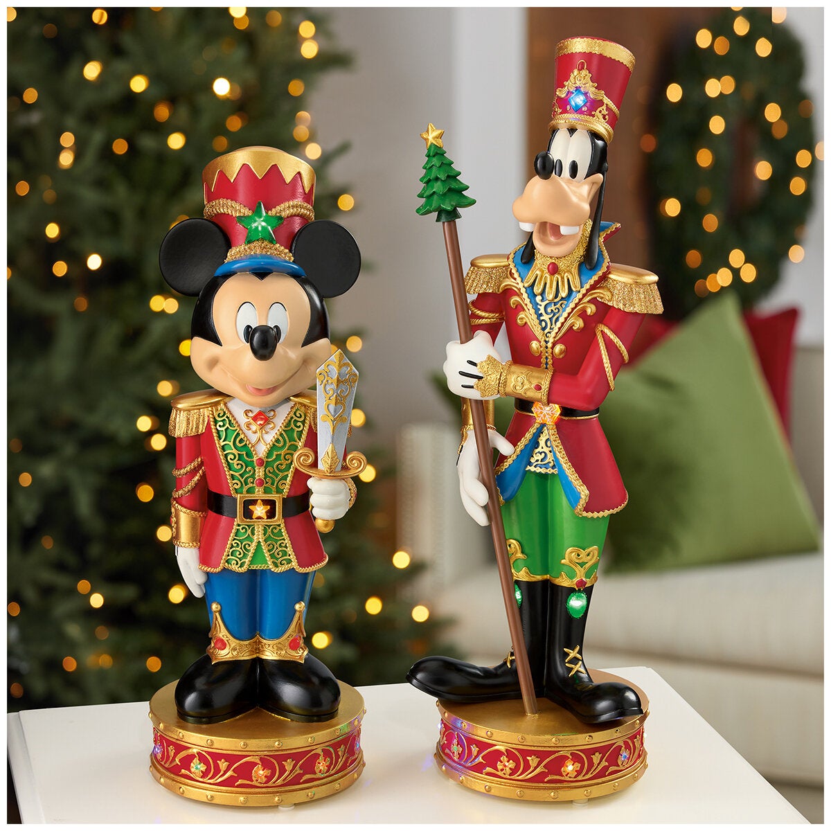 Light Up Christmas Nutcrackers Featuring Mickey Mouse and Goofy, Set of 2, 38cm by Disney