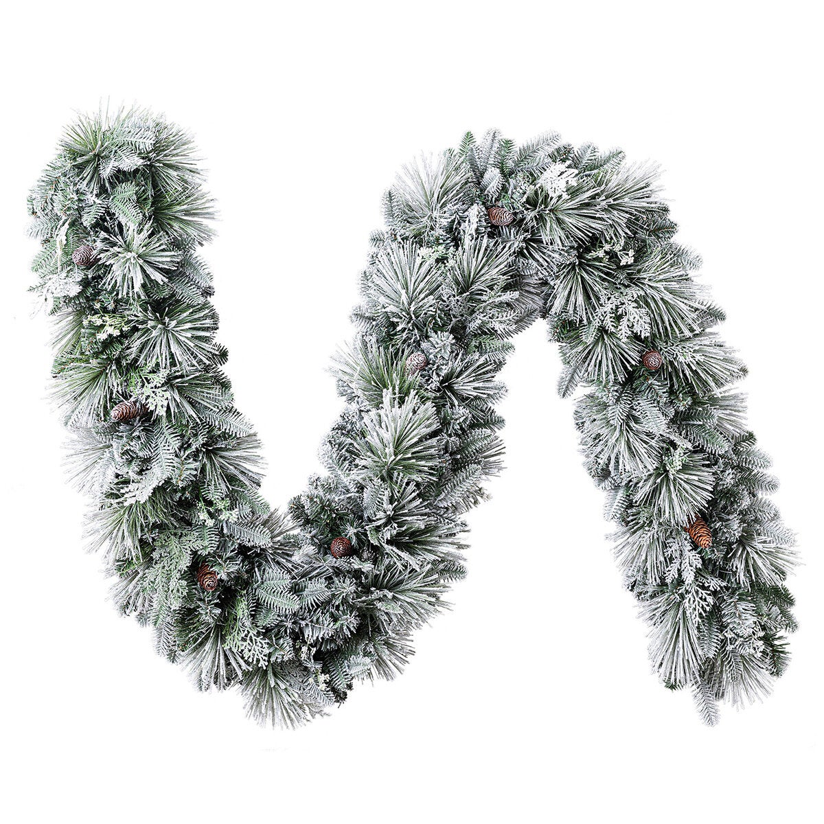 Flocked White Glitter Mantel Garland with 150 Twinkle Micro LEDs and 11 Light Functions, 2.7 Metre — image 2