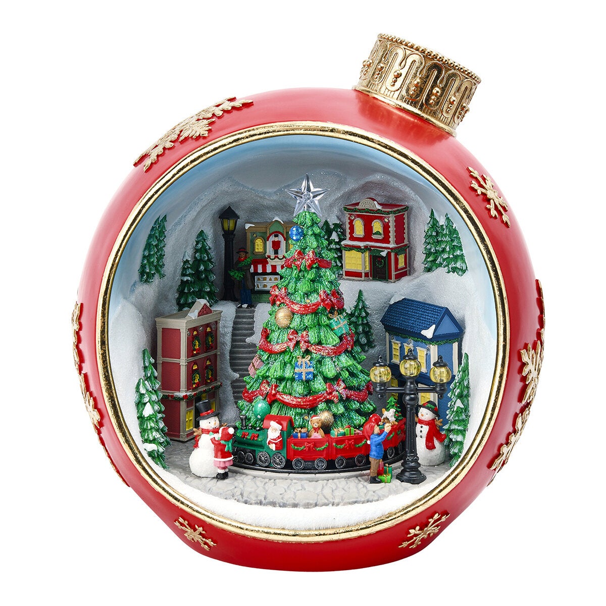 Bauble-Shaped Light-Up Village Display with Turning Train and 8 Holiday Songs, Winter Scene 38.8cm — image 4