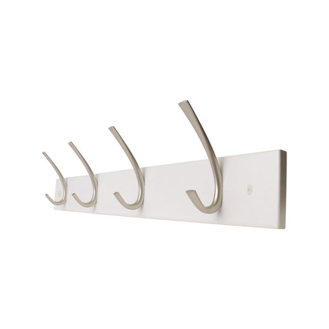Adoored Decorative Hook Rack - 4 Double Satin Chrome - White - Durable - SuperSaverAU - view 1