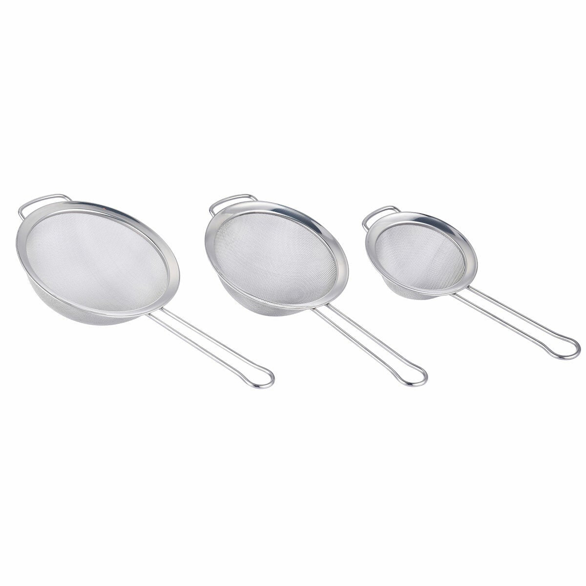 Fine Mesh Kitchen Sieve Set of Three for Pasta, Rice and Noodles in 18/8 Stainless Steel by MIU