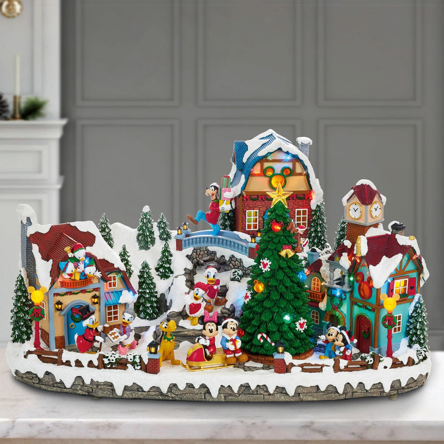 Illuminated Musical Christmas Village Centrepiece Featuring Mickey and Friends, Disney 29.3cm