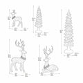 Woodland Christmas Figurine Set of 5 with Stags, Fawn and Evergreen Trees in Hand-Painted Resin — image 2