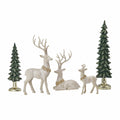 Woodland Christmas Figurine Set of 5 with Stags, Fawn and Evergreen Trees in Hand-Painted Resin — image 3