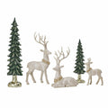 Woodland Christmas Figurine Set of 5 with Stags, Fawn and Evergreen Trees in Hand-Painted Resin — image 4