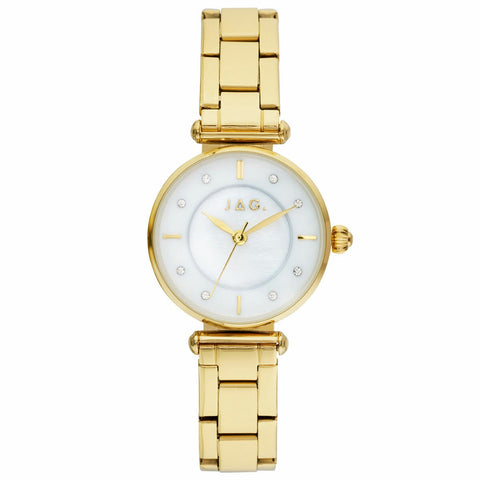 Gold-Tone Ladies Analogue Watch with Pearlescent Dial and Japanese Movement, JAG Portland J2923A