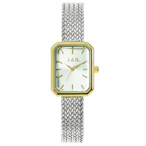 Ladies Mesh Band Watch with Gold Case and Silver Analogue Face, 3ATM Water Resistant, JAG Balmain J2998A