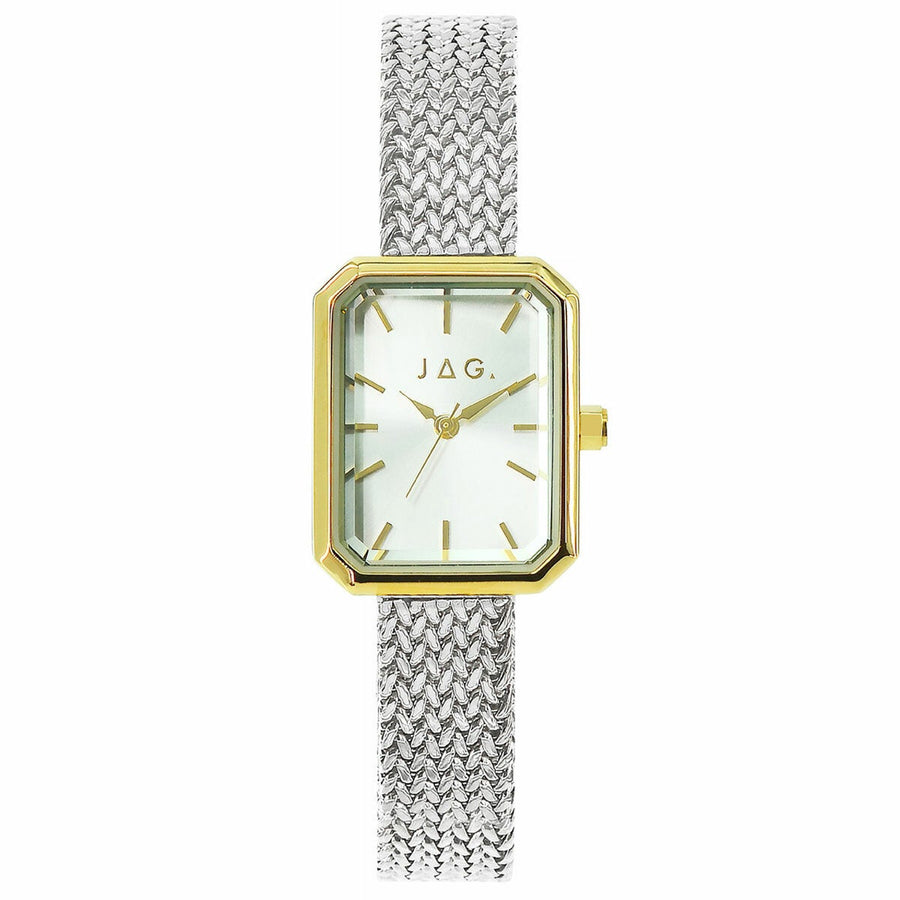 Ladies Mesh Band Watch with Gold Case and Silver Analogue Face, 3ATM Water Resistant, JAG Balmain J2998A