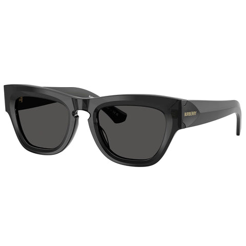 Faceted Grey Shield Sunglasses for Women with Sand Check Temples and Grey Lenses, Burberry BE4440U 411287