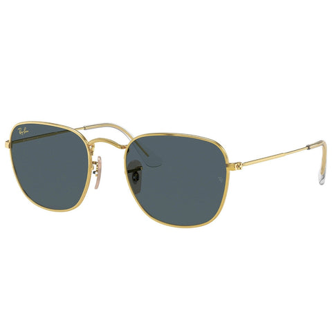 Shiny Gold Square Sunglasses with Blue Lenses for Men, Ray-Ban Frank RB3857 9196R5